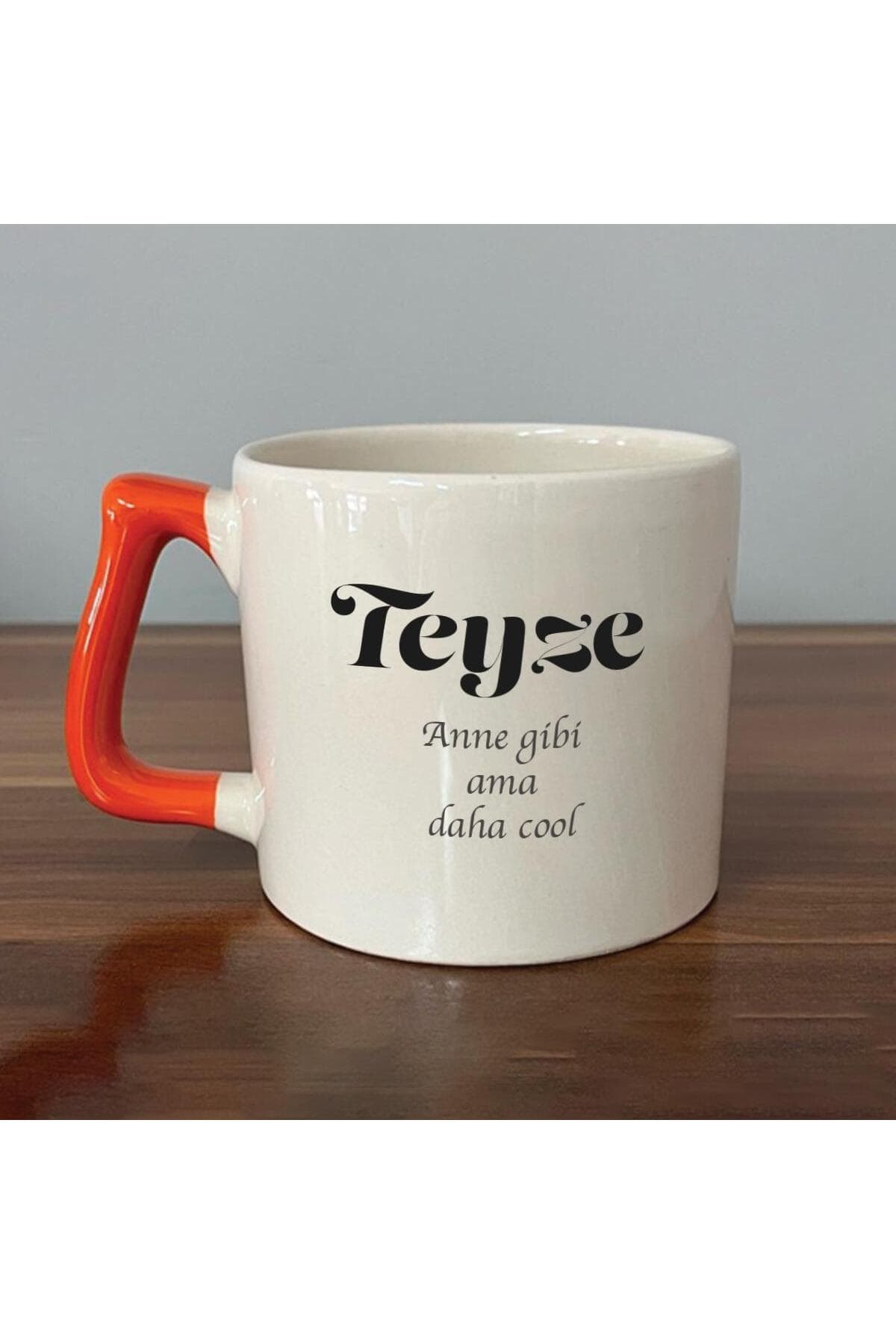 Teyze Baskılı Turuncu Kulplu Prime Kupa