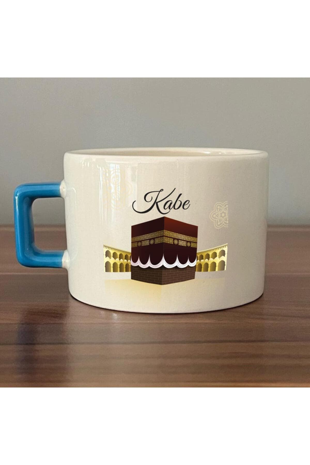 Kabe Baskılı Mavi Kulplu Kare Espresso Fincanı