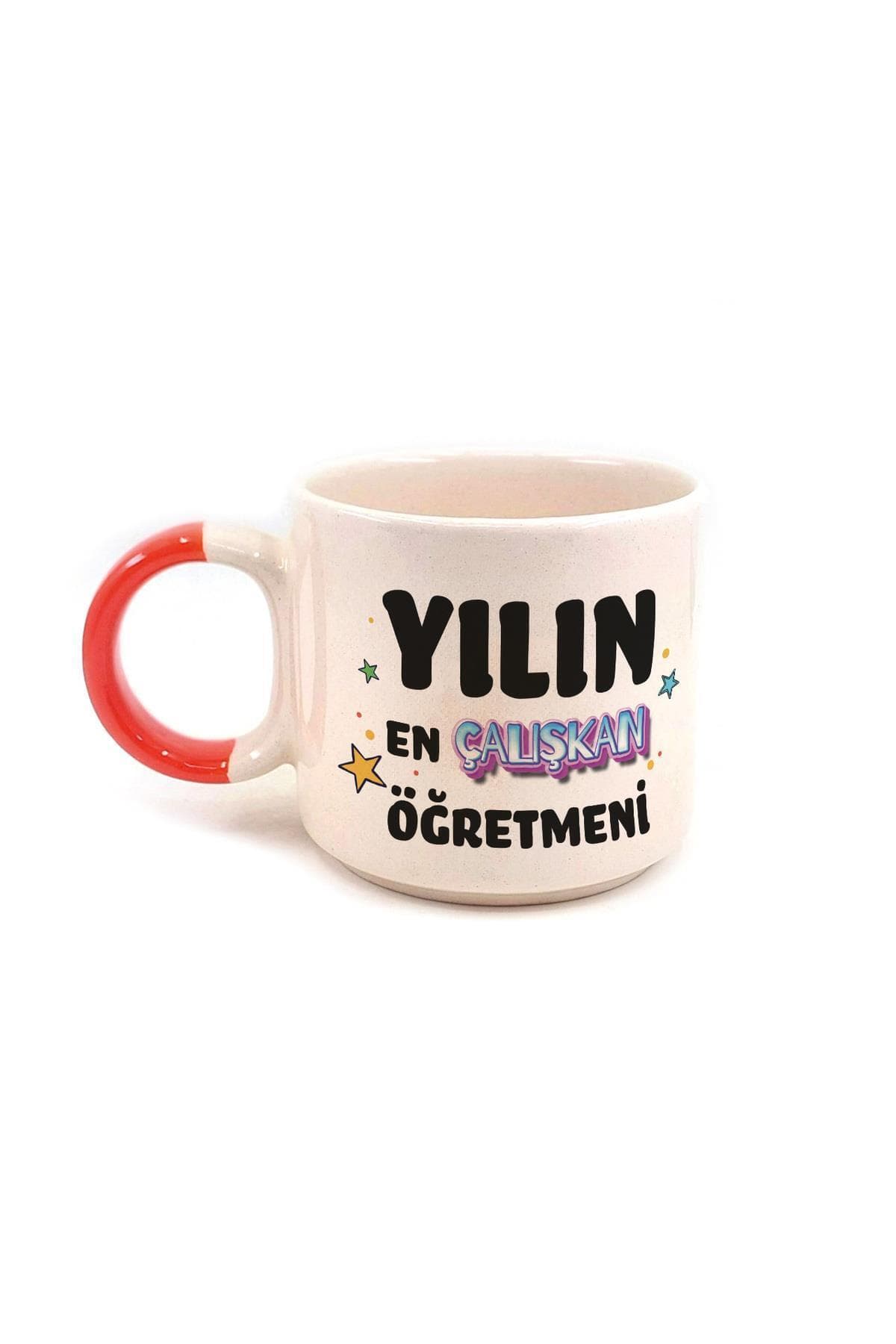 Yılın En Çalışkan Öğretmeni Baskılı Kırmızı Kulplu P Öğretmenler Günü Kupa