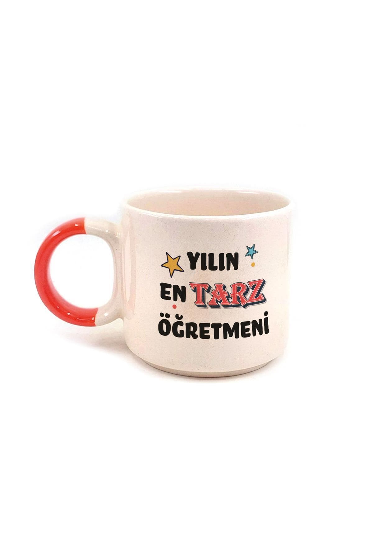 Yılın En Tarz Öğretmeni Baskılı Kırmızı Kulplu P Öğretmenler Günü Kupa