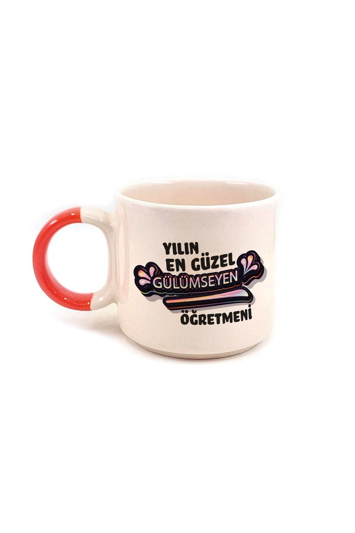Yılın En Güzel Gülümseyen Öğretmeni Baskılı Kırmızı Kulplu P Öğretmenler Günü Kupa