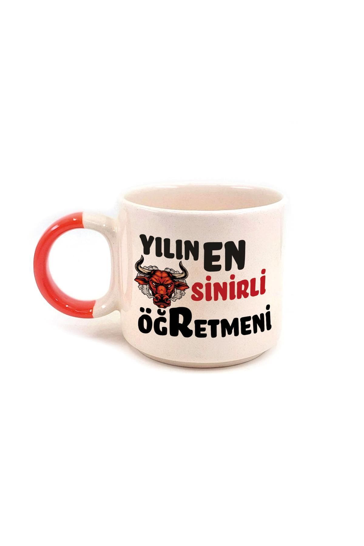 Yılın En Sinirli Öğretmeni Baskılı Kırmızı Kulplu P Öğretmenler Günü Kupa