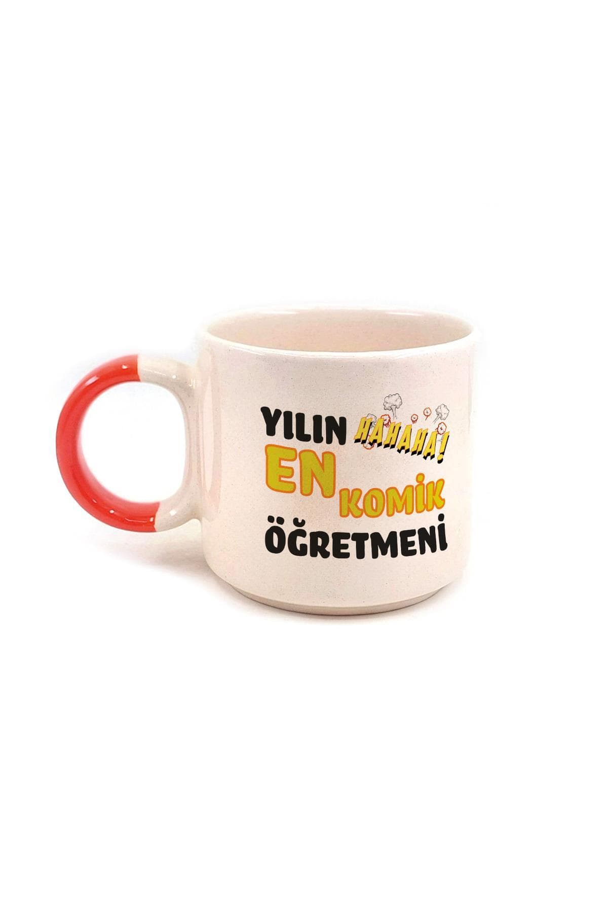 Yılın En Komik Öğretmeni Baskılı Kırmızı Kulplu P Öğretmenler Günü Kupa