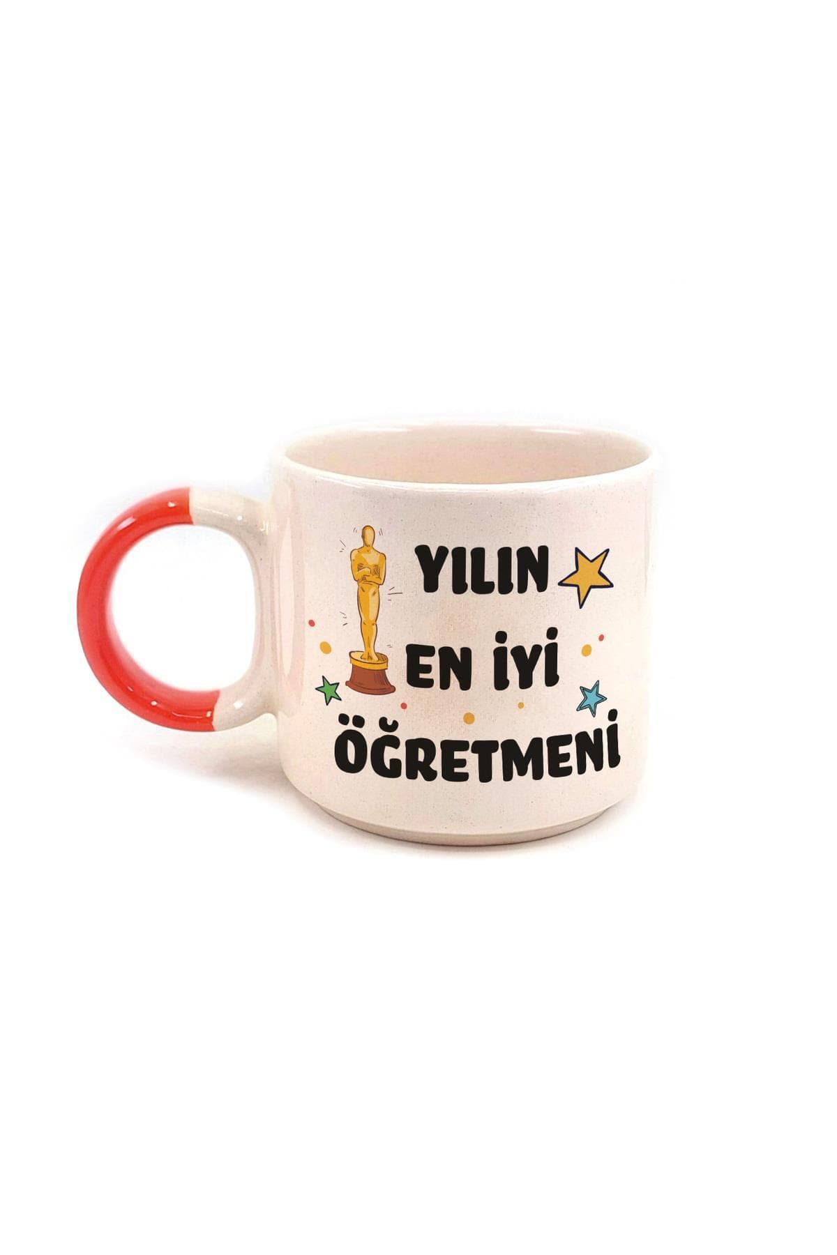 Yılın En İyi Öğretmeni Baskılı Kırmızı Kulplu P Öğretmenler Günü Kupa