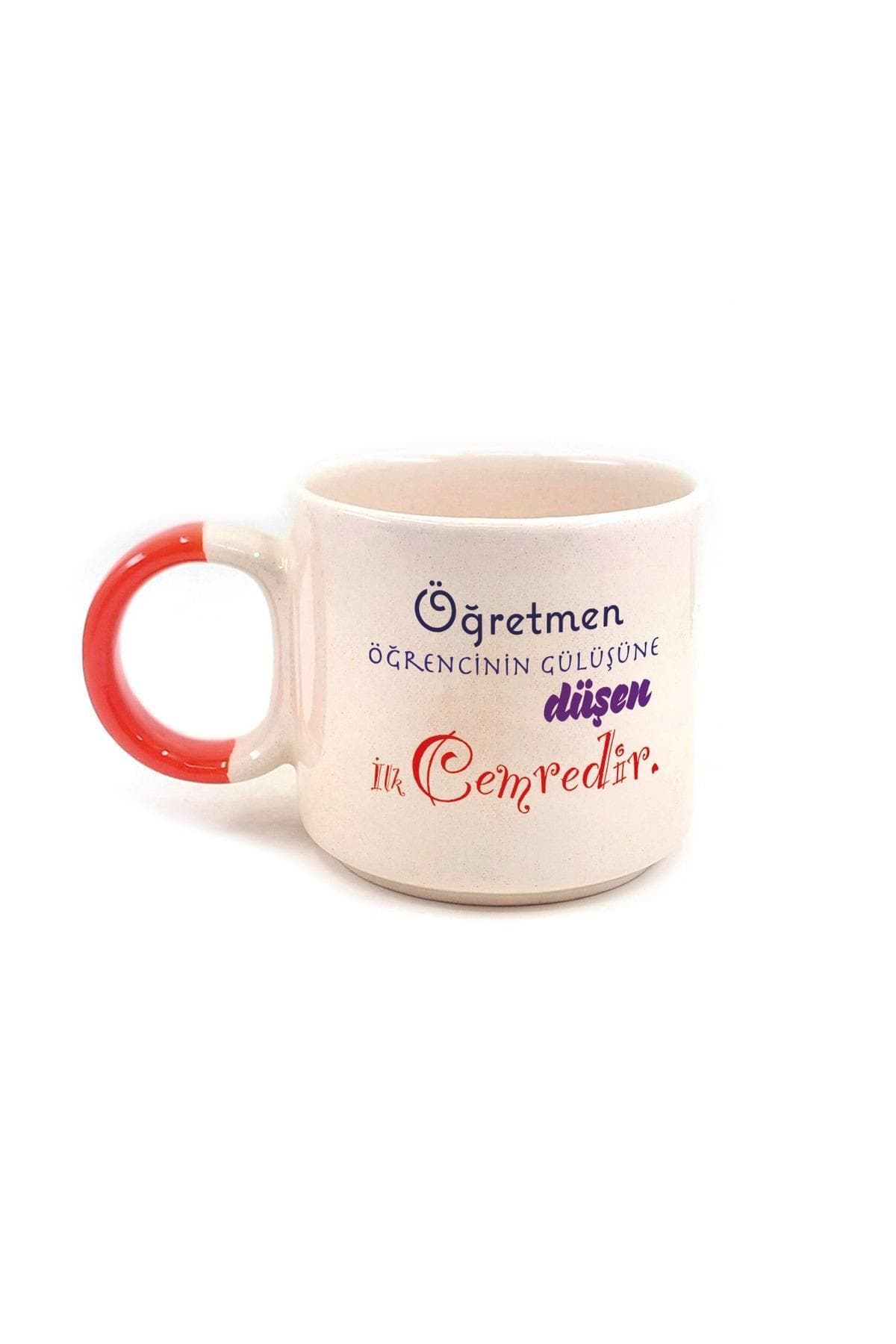 Öğretmen Öğrencinin Gülüşüne Düşen Ilk Cemredir Baskılı Turuncu Kulplu P Kupa