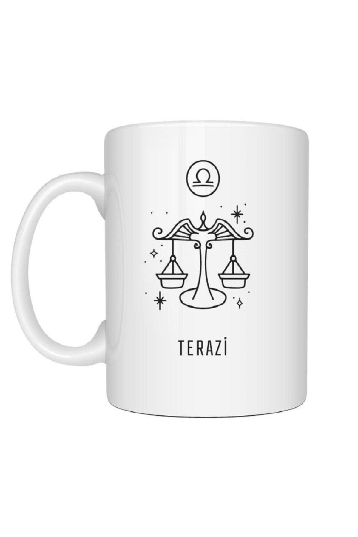 Kişiye Özel Terazi Burcu ve İsimli Beyaz Kupa