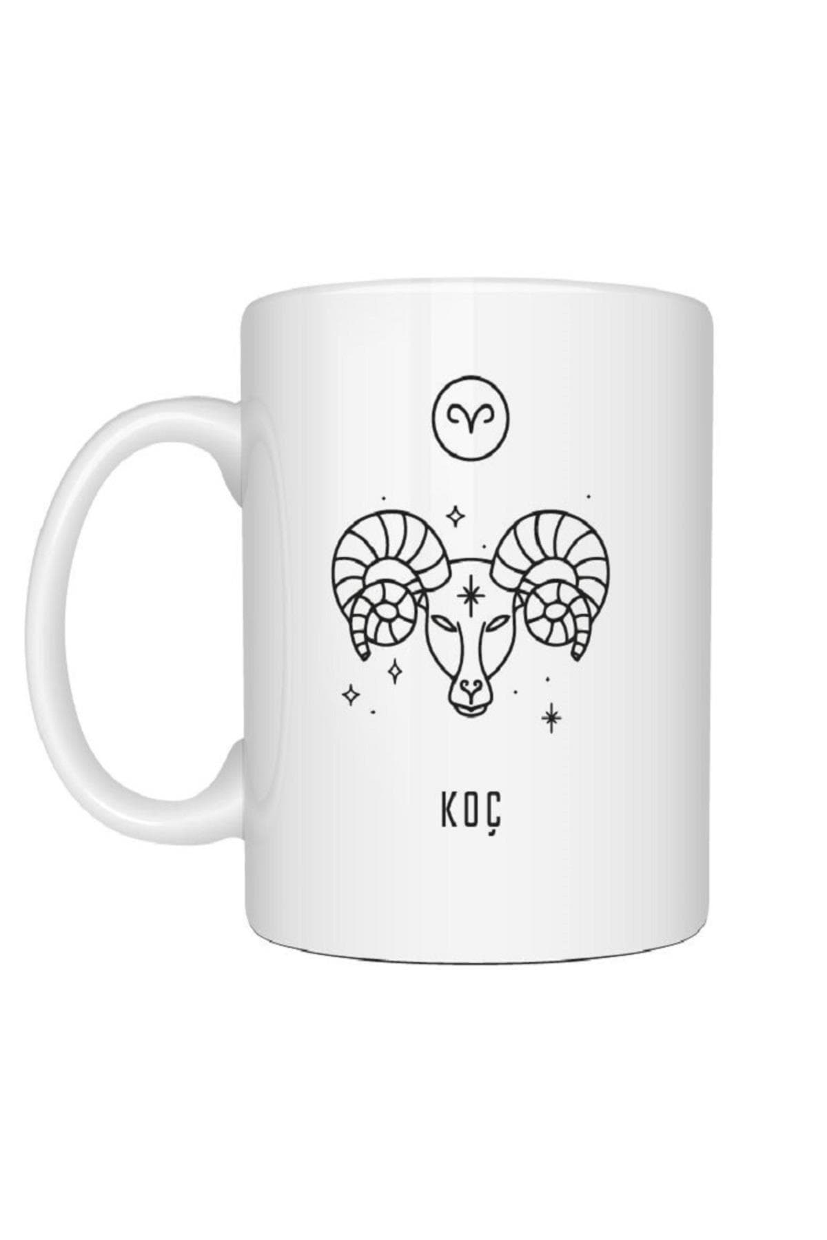 Kişiye Özel Koç Burcu ve İsimli Beyaz Kupa