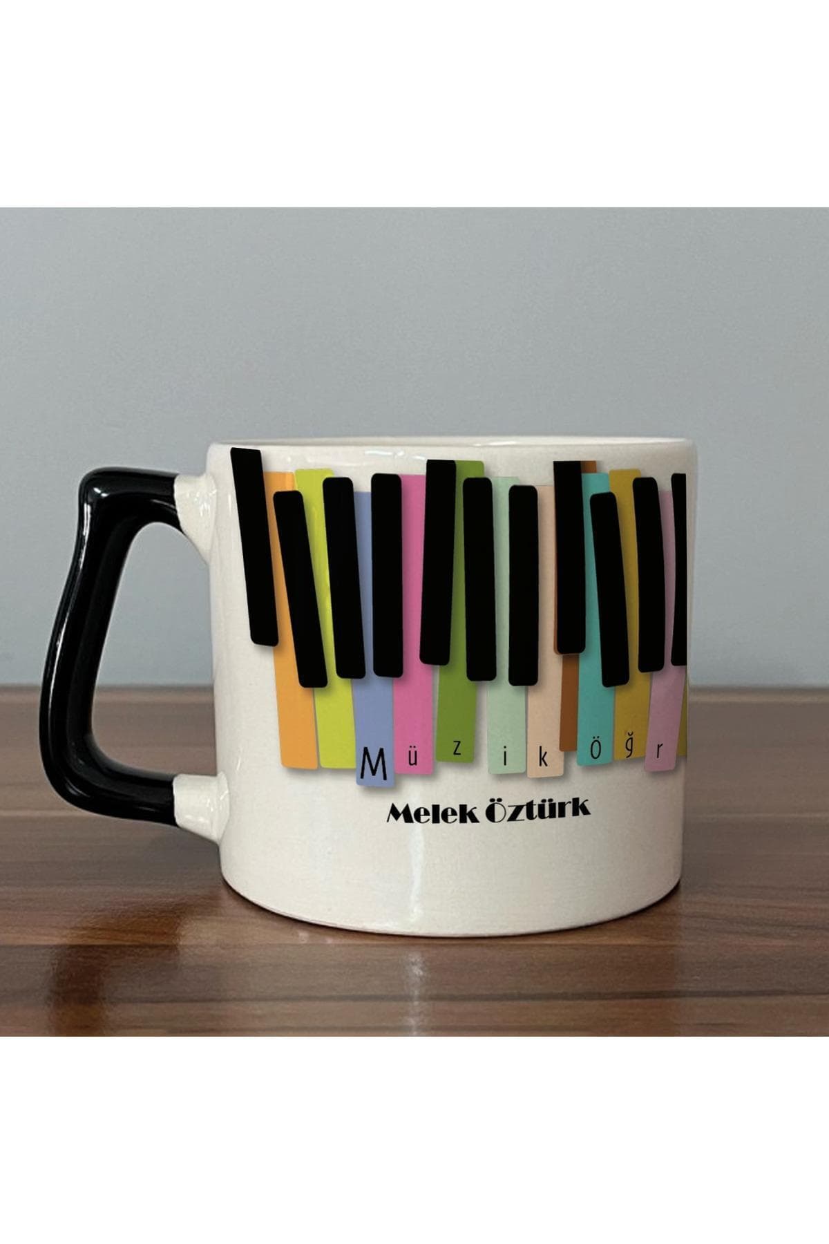 Kişiye Özel Müzik Öğretmeni Baskılı Siyah Kulplu Prime Kupa