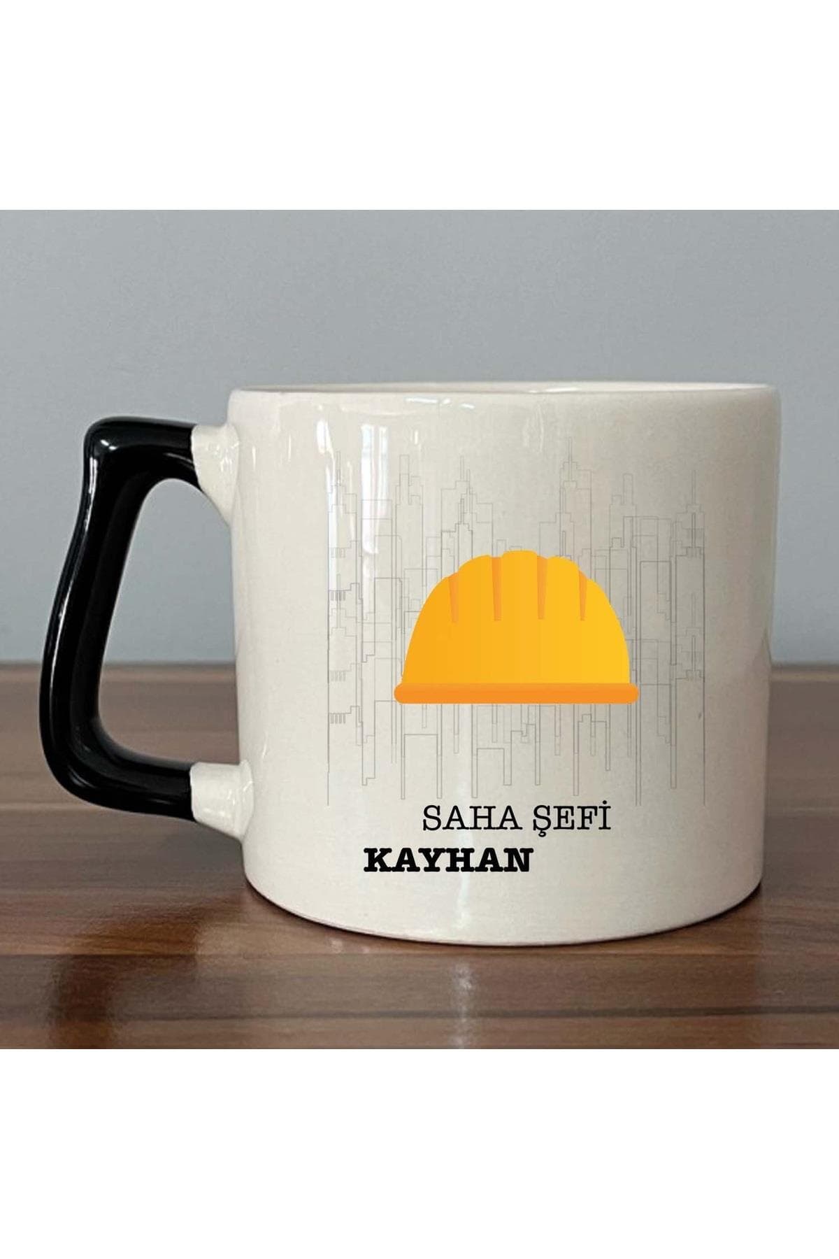 Kişiye Özel Saha Şefi Baskılı Siyah Kulplu Prime Kupa
