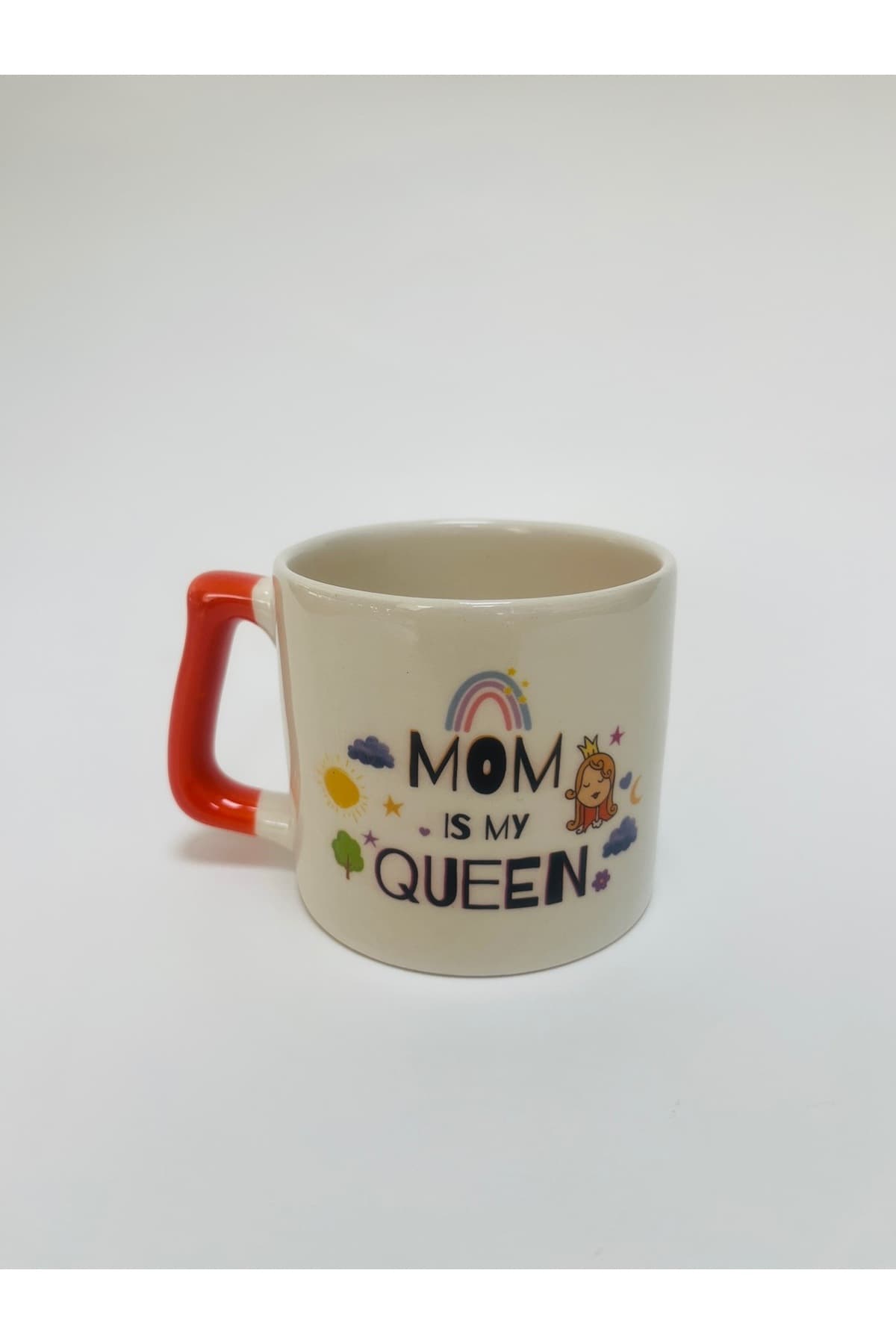 Mum Is My Queen Baskılı Turuncu Kulplu Prime Kupa