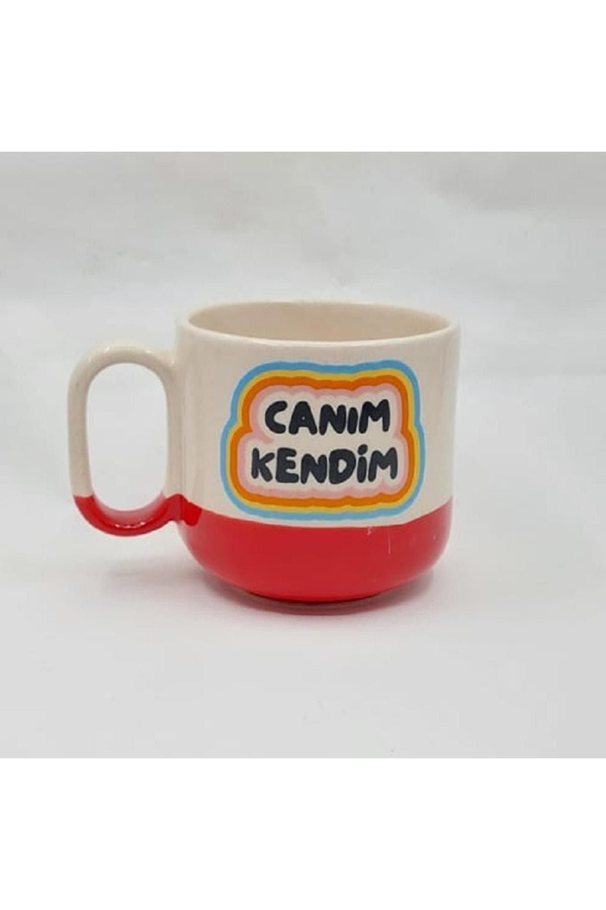 Canım Kendim Baskılı Kırmızı Kulplu Arya Çay Kupası