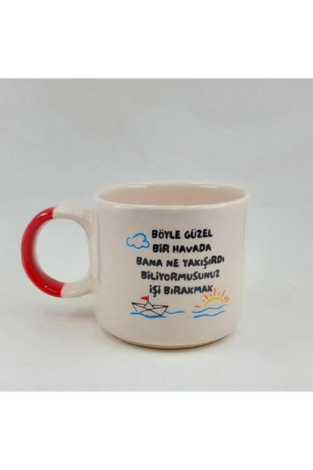 Böyle Güzel Bir Havada Bana Ne Yakışırdı Baskılı Kırmızı Kulplu P Kupa