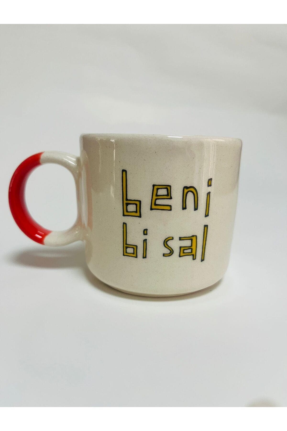 Beni Bi Sal Baskılı Turuncu Kulplu Kupa