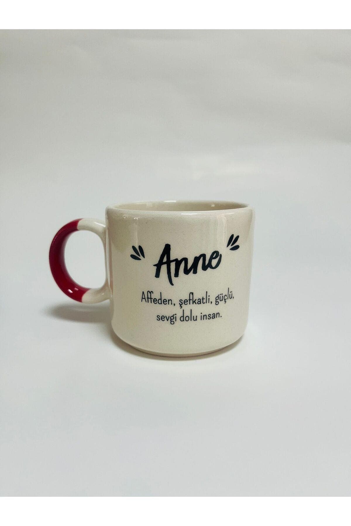 "anne" Baskılı Kırmızı Kulplu P Kupa