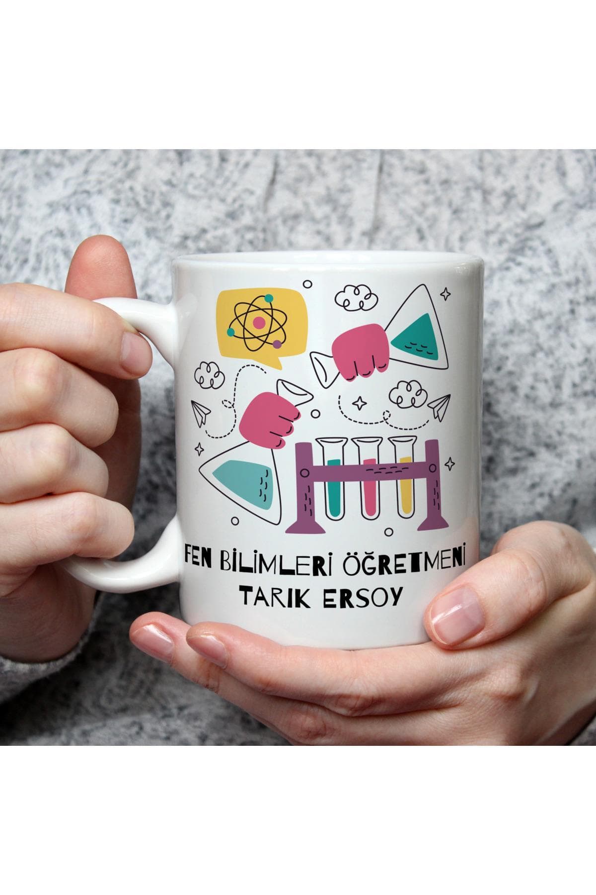 Kişiye Özel Fen Bilimleri Öğretmeni Baskılı Öğretmenler Günü Kişiye Özel Tasarım Beyaz Kupa