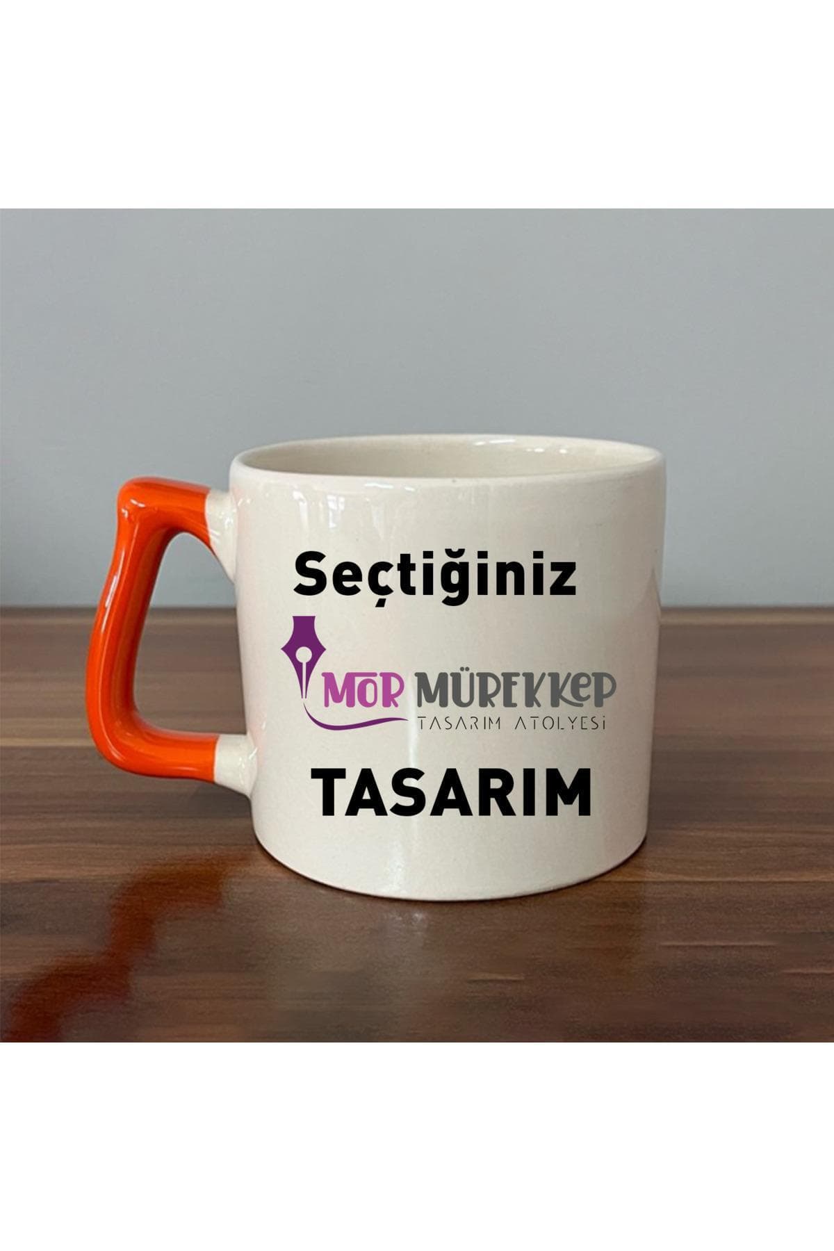 Seçtiğin Mor Mürekkep Tasarım & Isim Turuncu Kulplu Prime Kupa