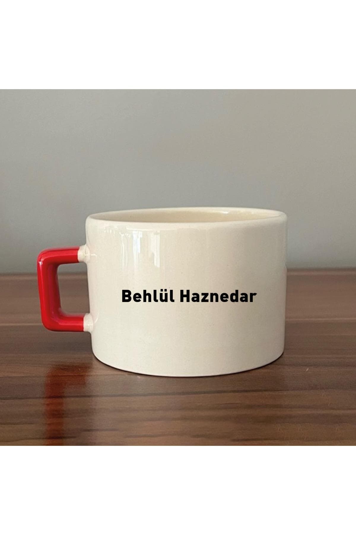 İsim Baskılı Kırmızı Kulplu Kare Espresso Fincanı