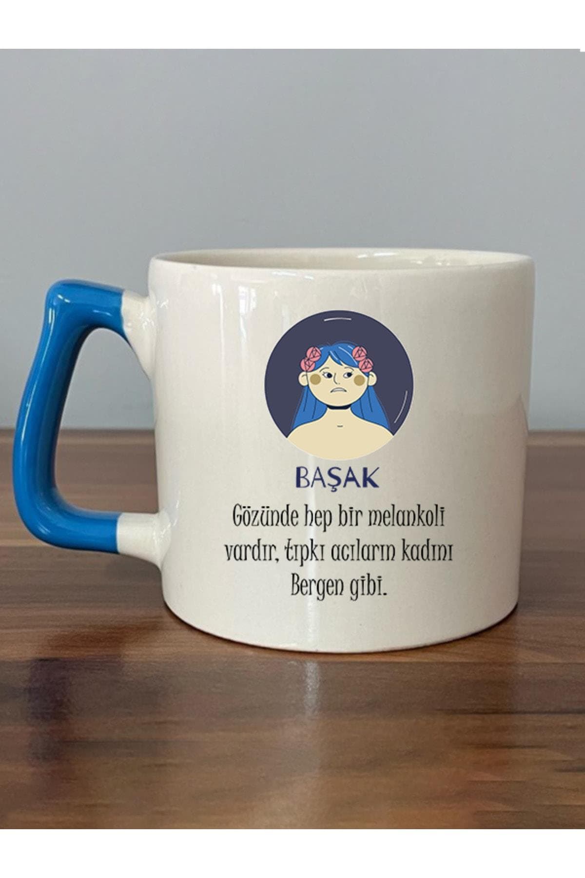 Başak Burcu ve Onla Alakalı Komik Açıklama Baskılı Mavi Kulplu Prime Kupa
