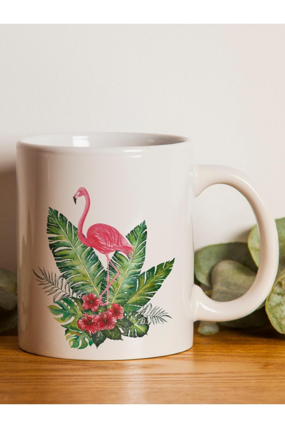 Flamingo Tasarım Baskılı Beyaz Kupa