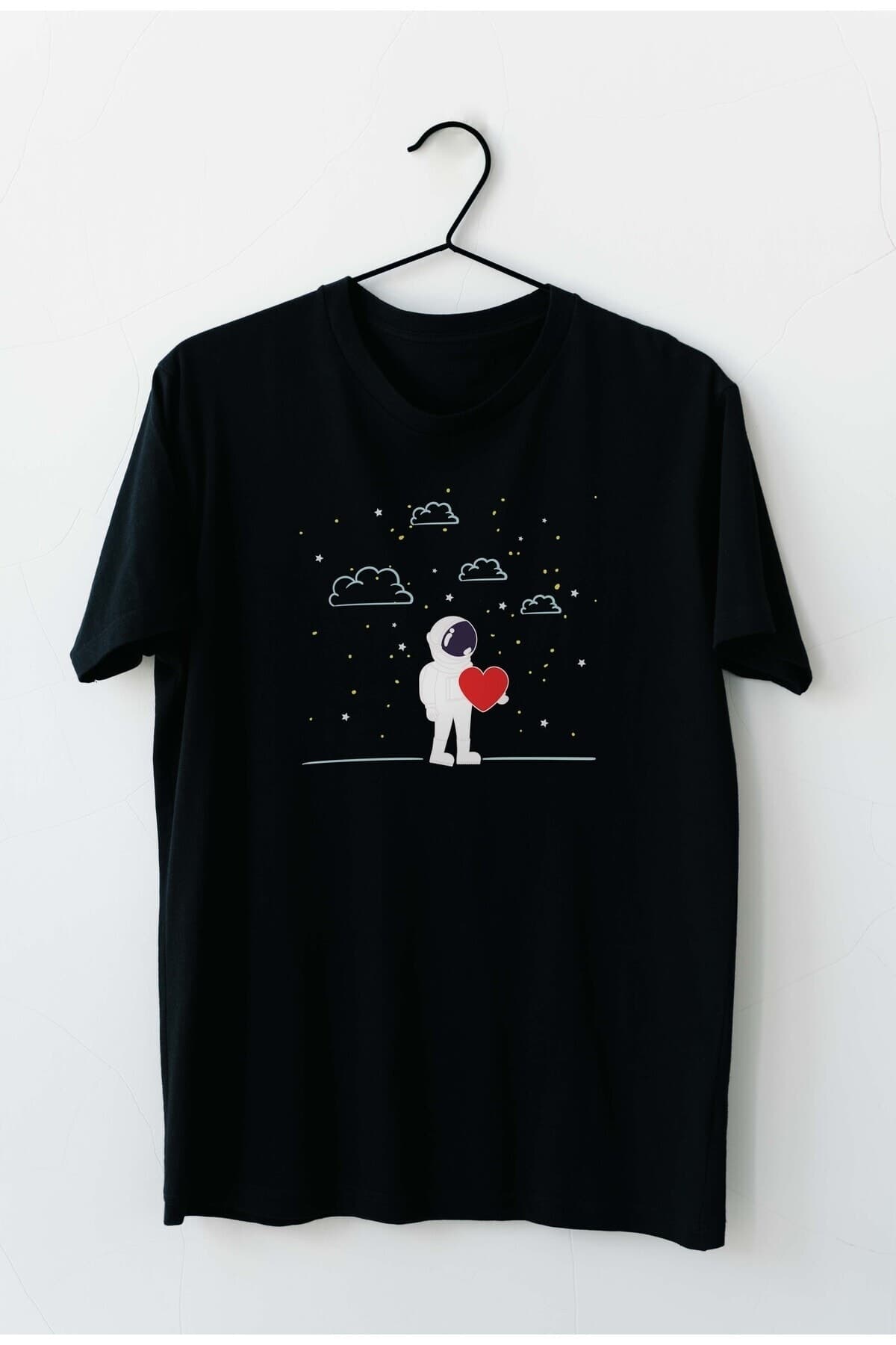 Kalpli Astronot Tasarım Baskılı Erkek Tshirt - S
