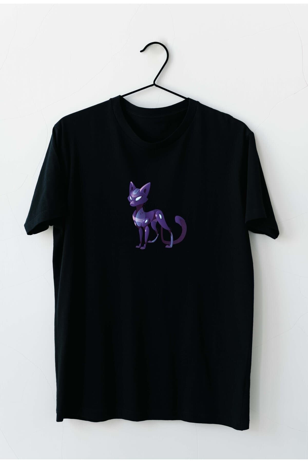 Mor Tilki Tasarım Baskılı Erkek Tshirt - S