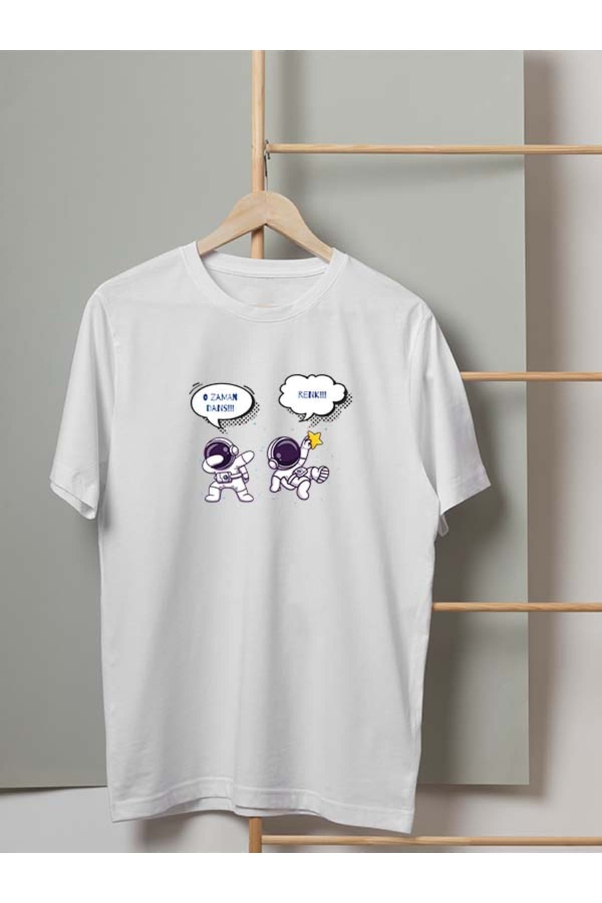 Astronot Dans, Renk Tasarım Baskılı Erkek Tshirt - XL