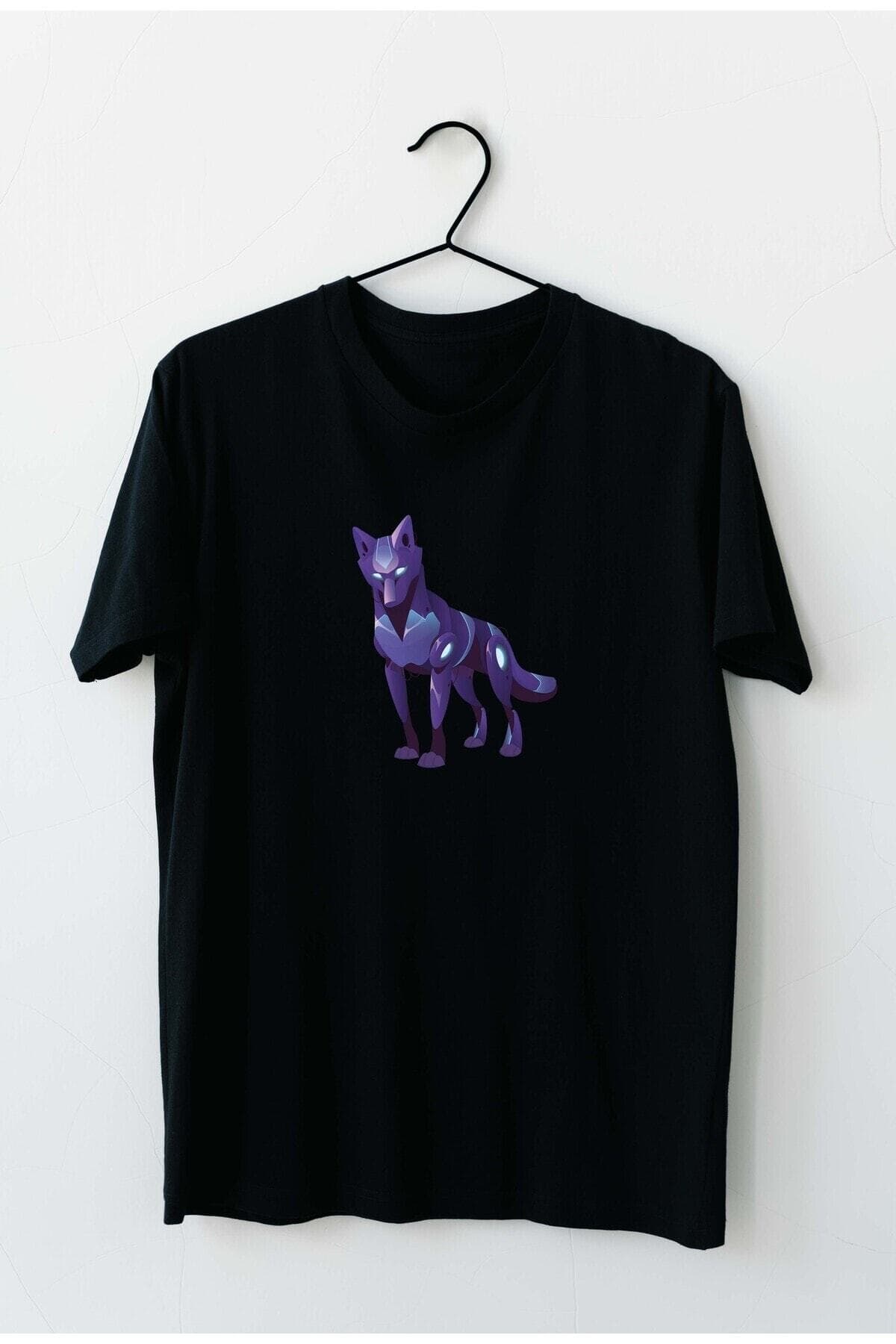 Mor Kurt Tasarım Baskılı Erkek Tshirt - XL