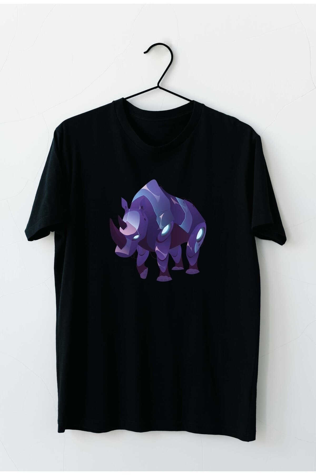 Mor Gergadan Tasarım Baskılı Erkek Tshirt - L