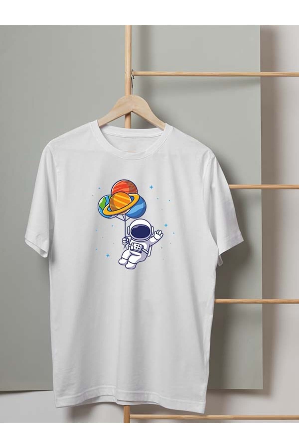 Selam Astronot Tasarım Baskılı Erkek Tshirt - S