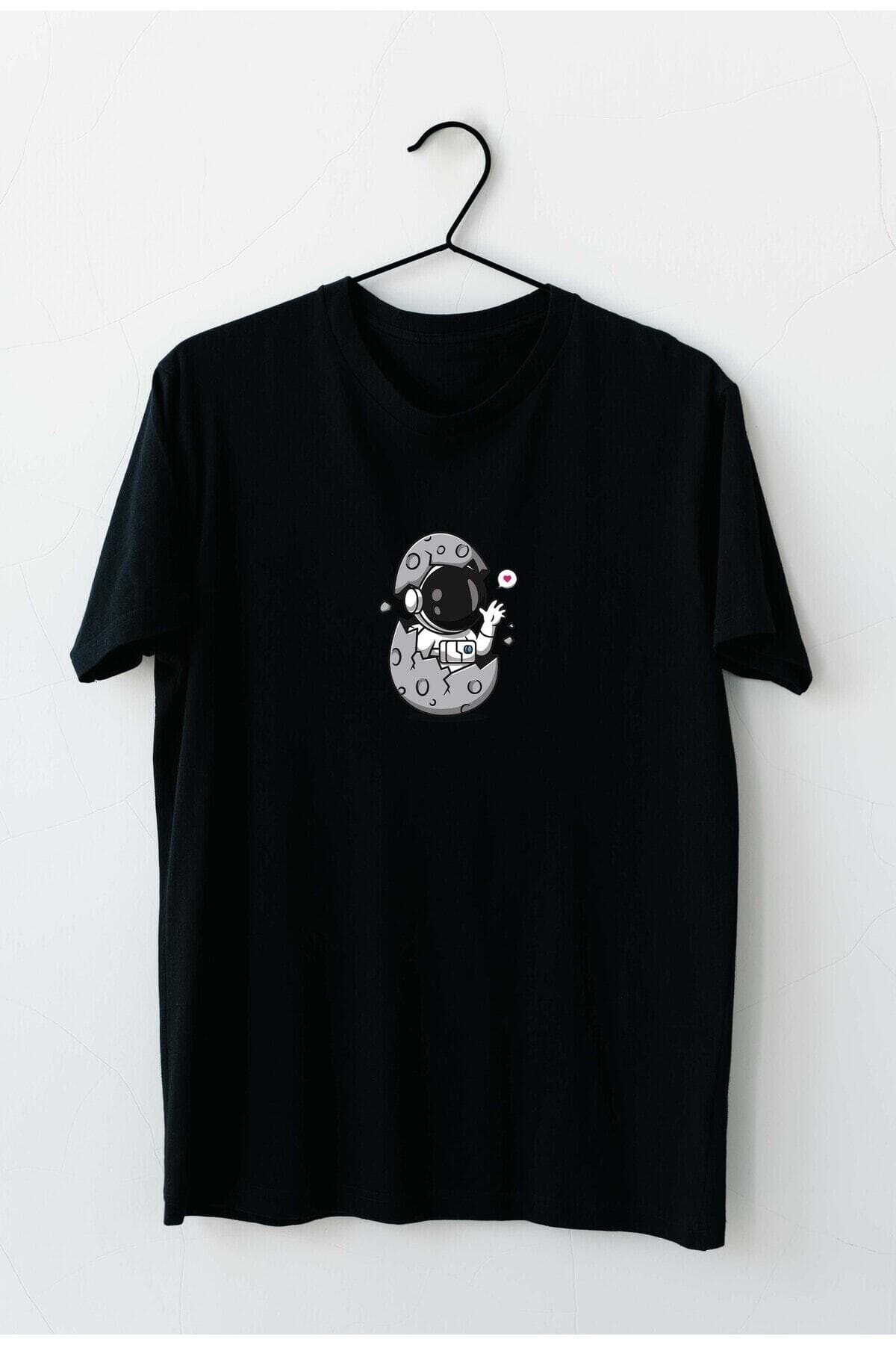 Yumurtadan Çıkan Astronot Baskılı Erkek Tshirt - XXL
