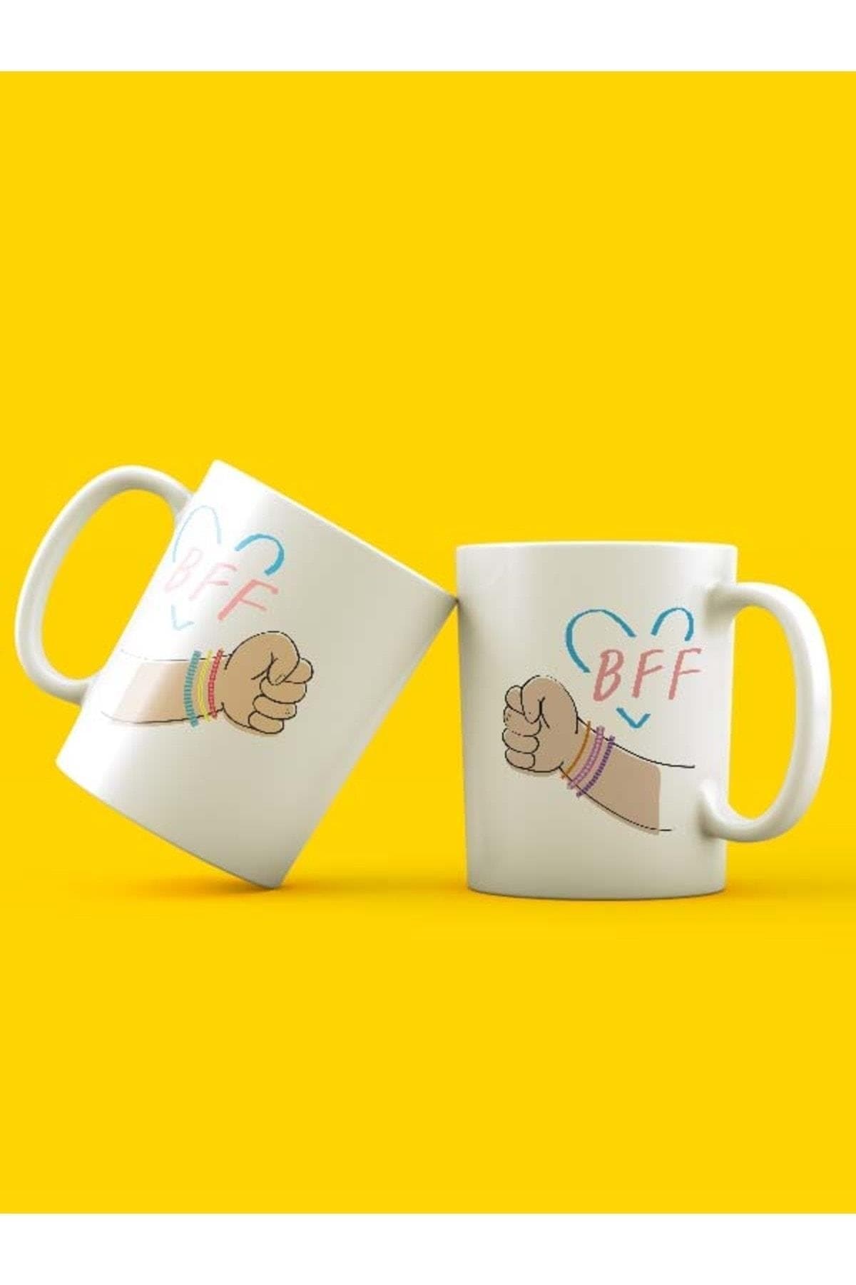 Best Friends Forever Bff Tasarım 2'li Beyaz Set Kupa