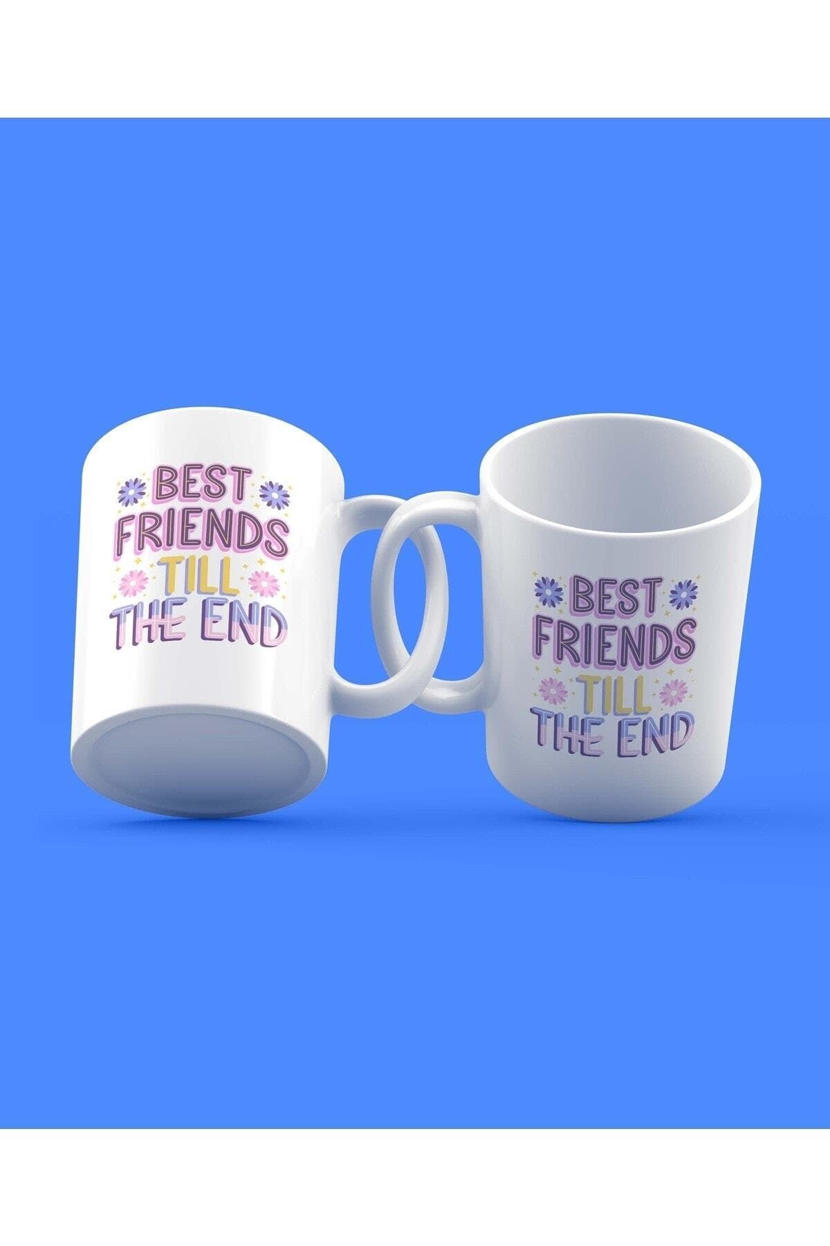 Best Friends Till The End Tasarım 2'li Beyaz Set Kupa