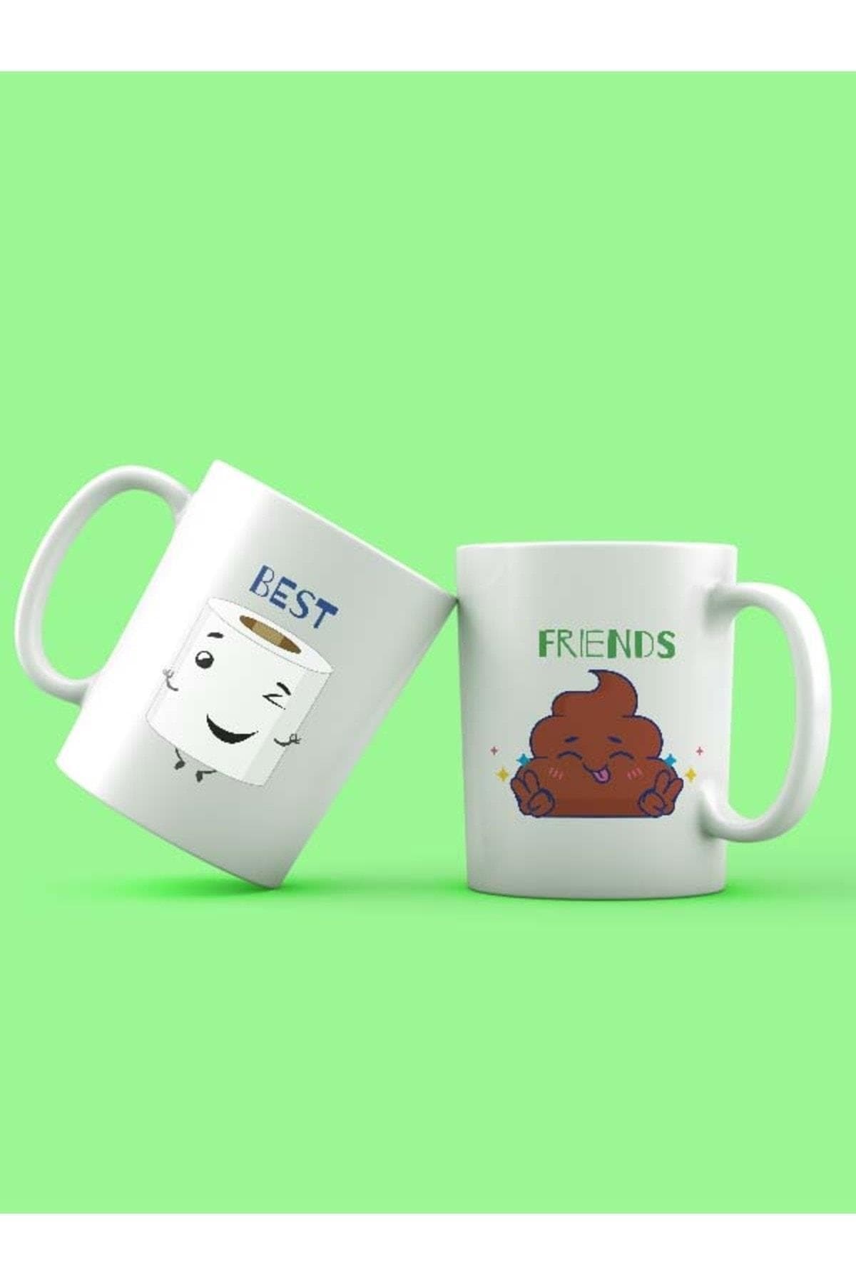 Best Friends Tuvalet Kağıtlı Tasarım 2'li Beyaz Set Kupa