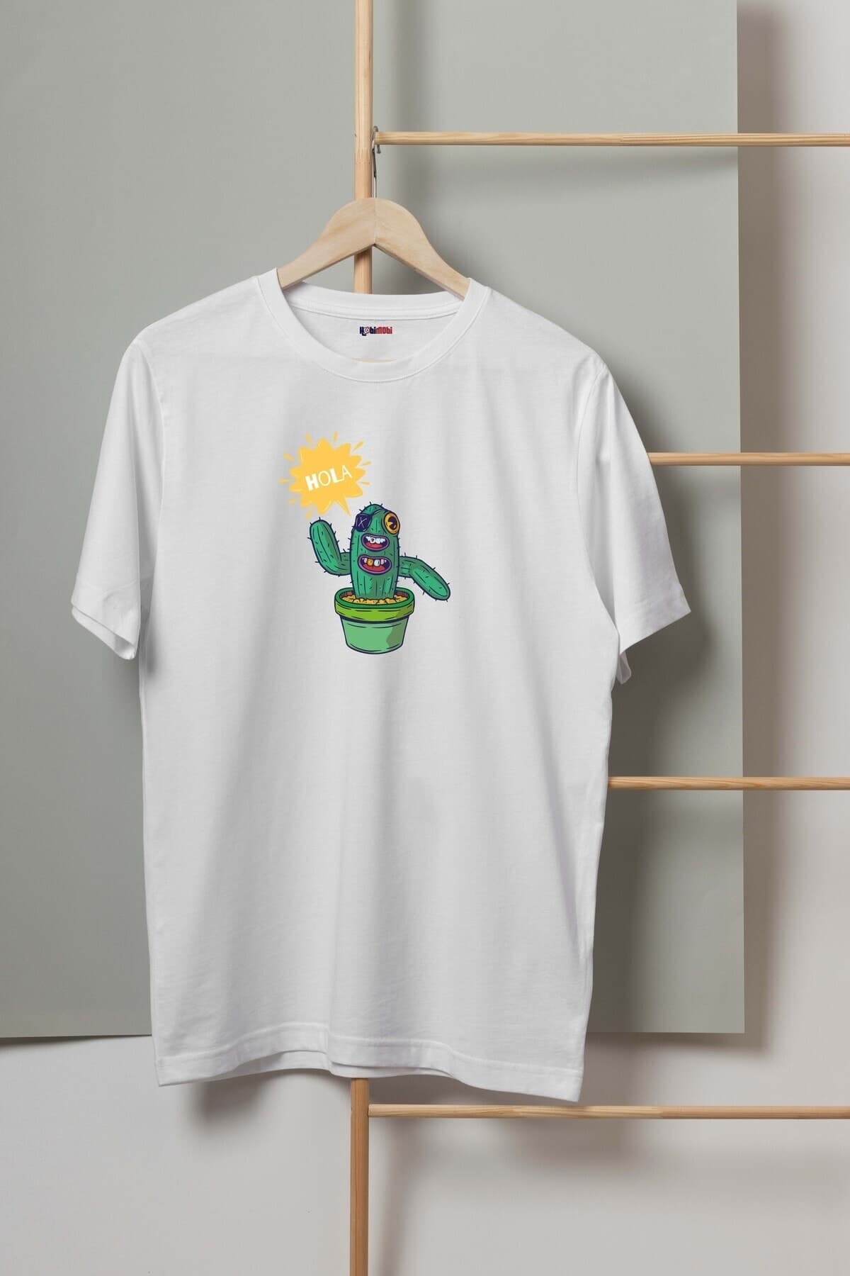 Hola Kaktüs Tasarım Baskılı Kadın Tshirt - L