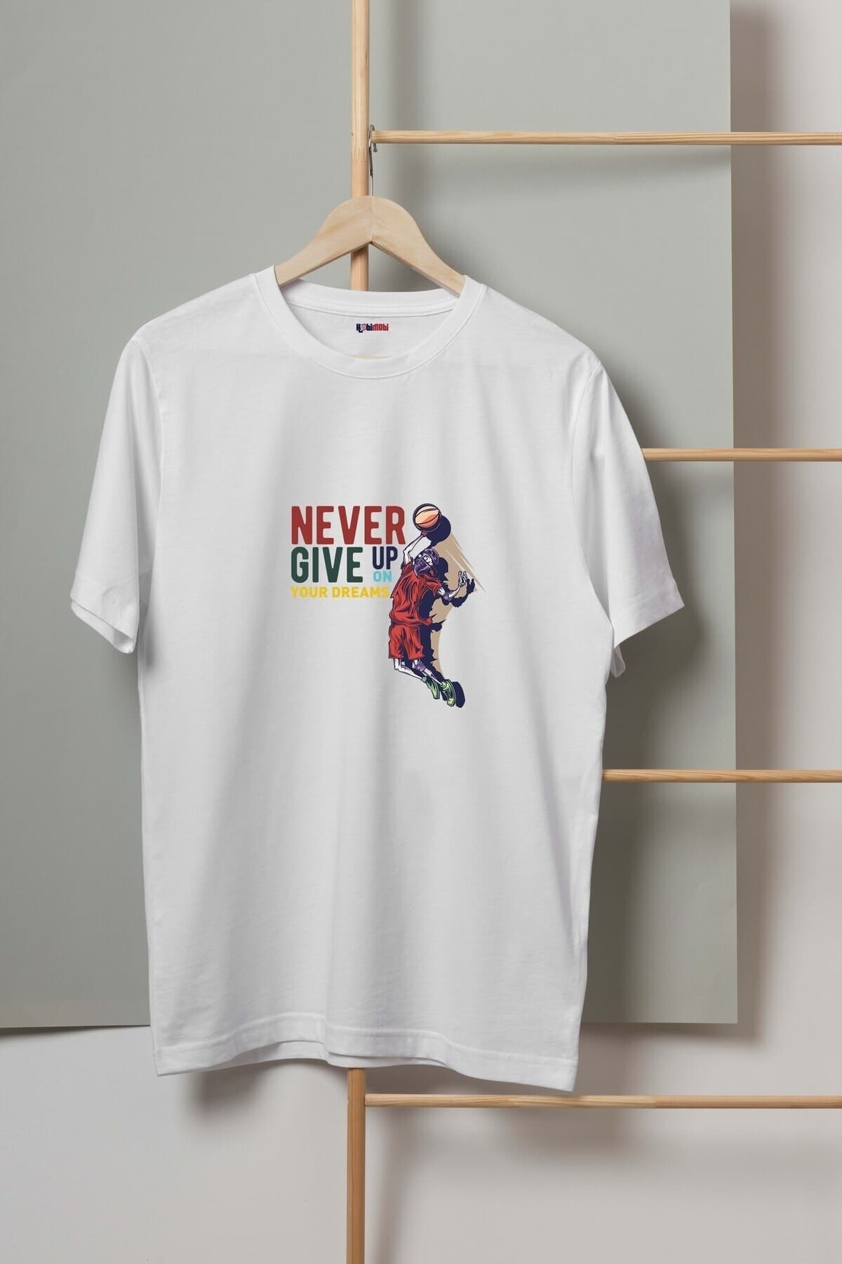 NeverGiveUp Basketball Tasarım Baskılı Erkek Tshirt - L
