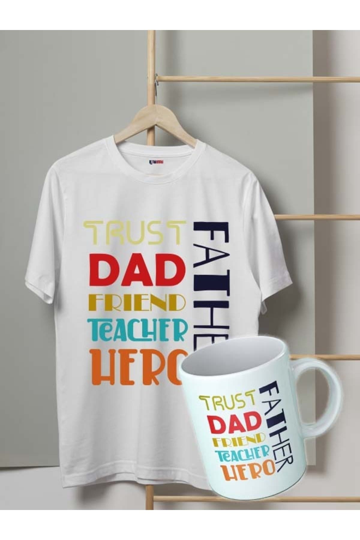Father Baskılı Babalar Günü Tshirt-kupa Set - S