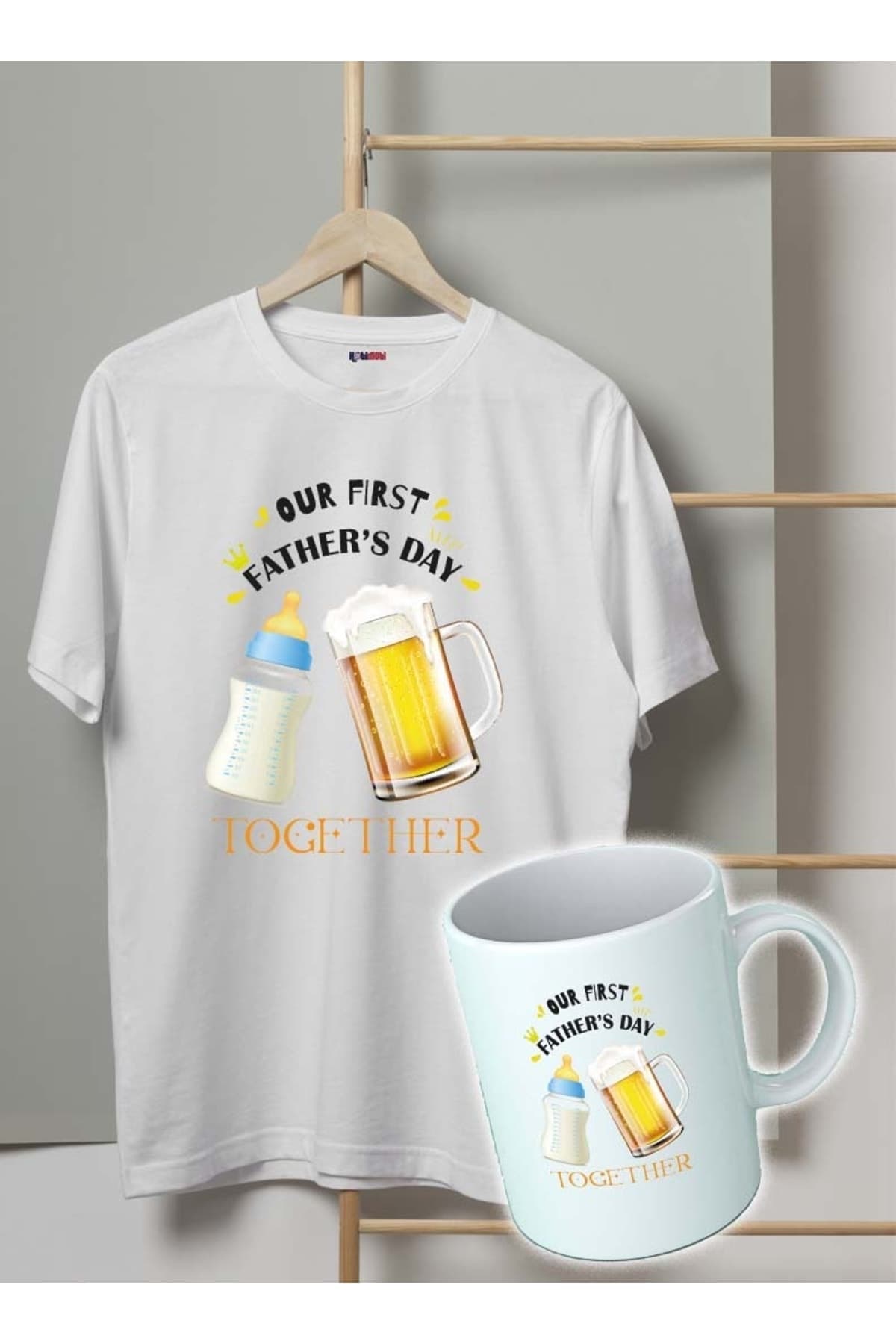 Together Biberon Baskılı Babalar Günü Tshirt-kupa Set - M
