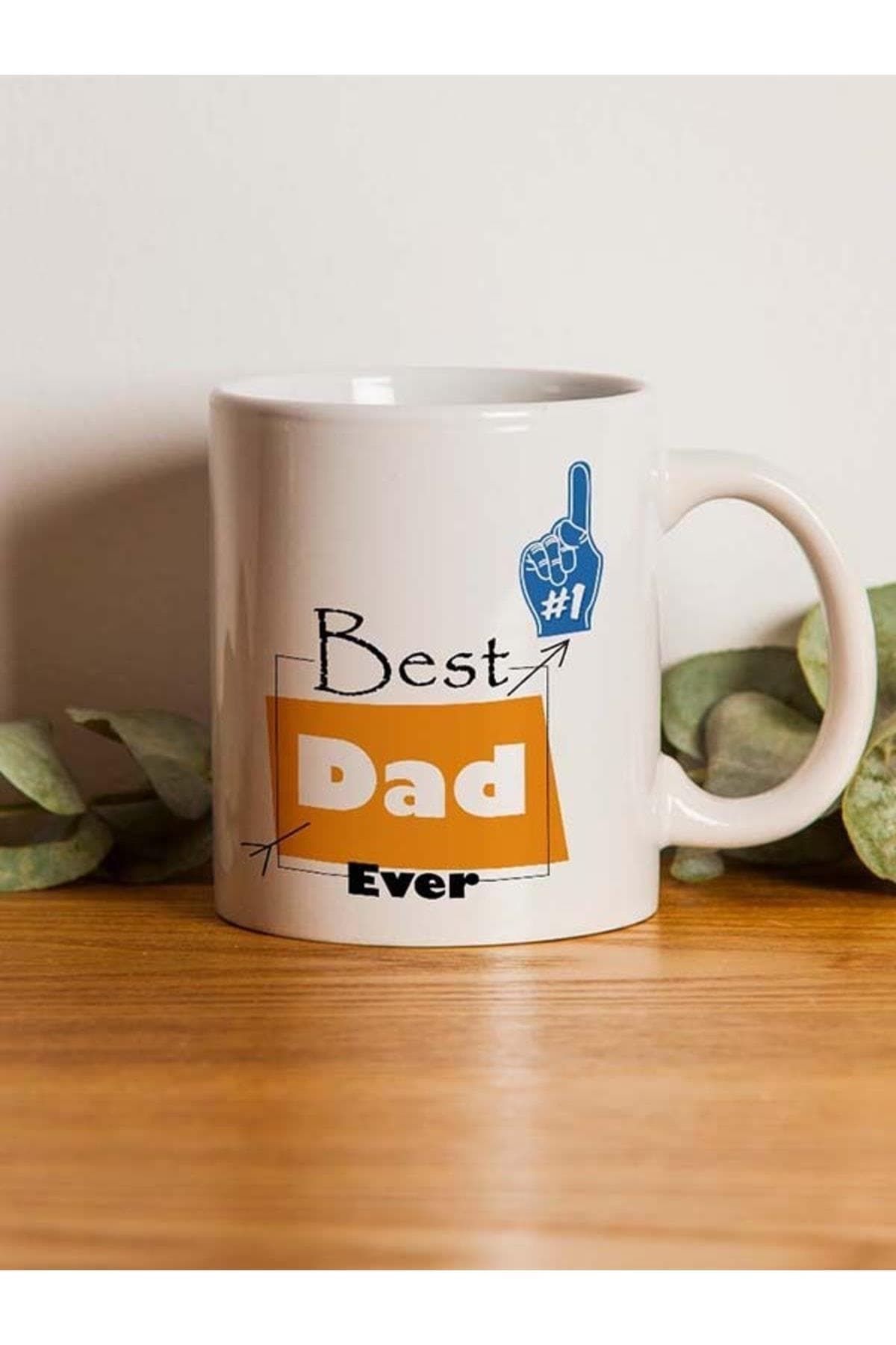 Best Dad #1 Baskılı Babalar Günü Beyaz Kupa