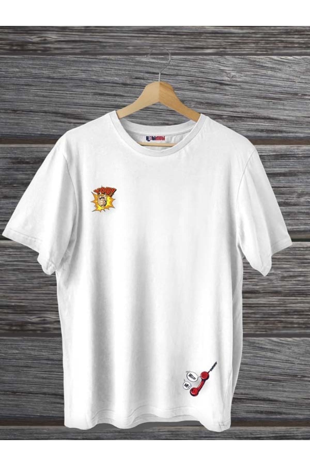 You Hello Ön Arka Baskılı Tasarım Kadın Tshirt - M