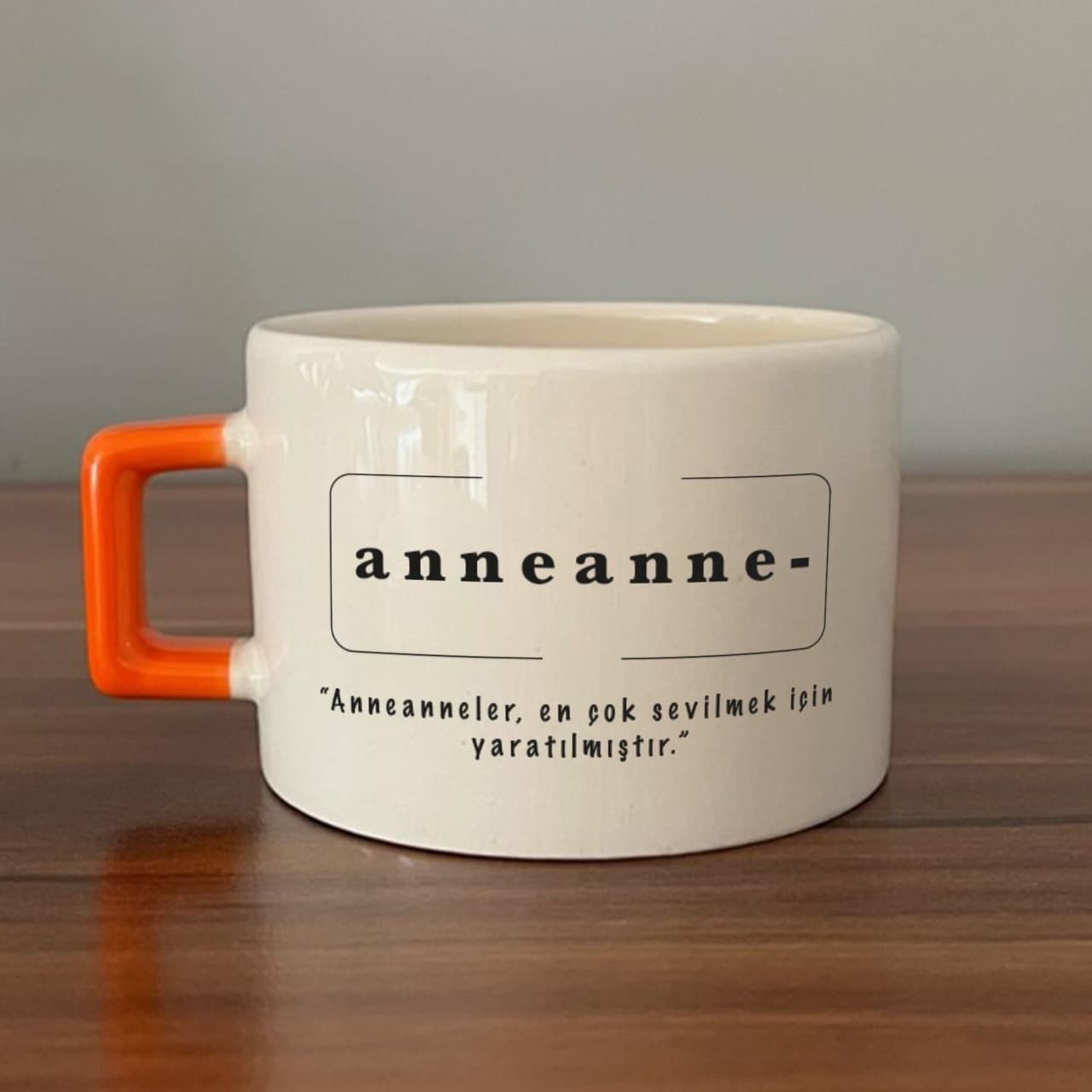 Anneanne Baskılı Turuncu Kulplu Kare Espresso Fincanı