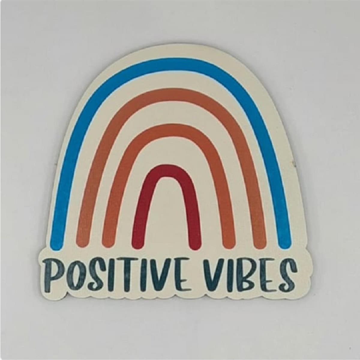 Positive Vibes Baskılı Ahşap Bardak Altlığı Çok Renkli