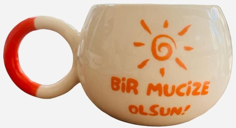Bir Mucize Olsun Baskılı Turuncu Kulplu Baloncuk Kupa