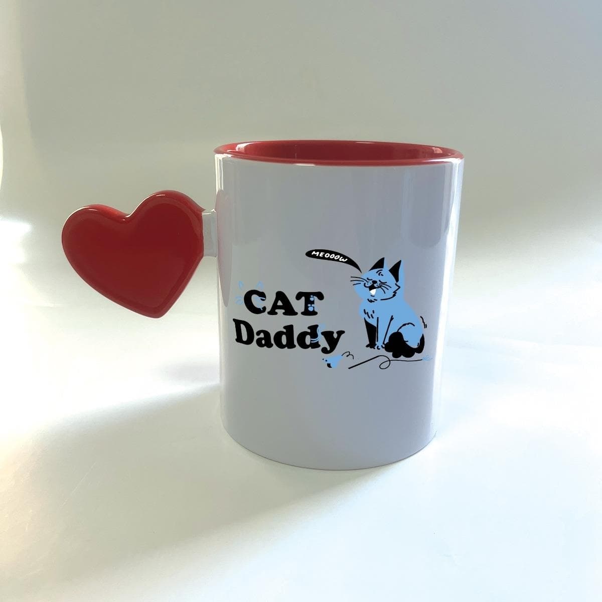 Cad Daddy Baskılı Kırmızı Dolu Kalp Kulplu Mega Kupa