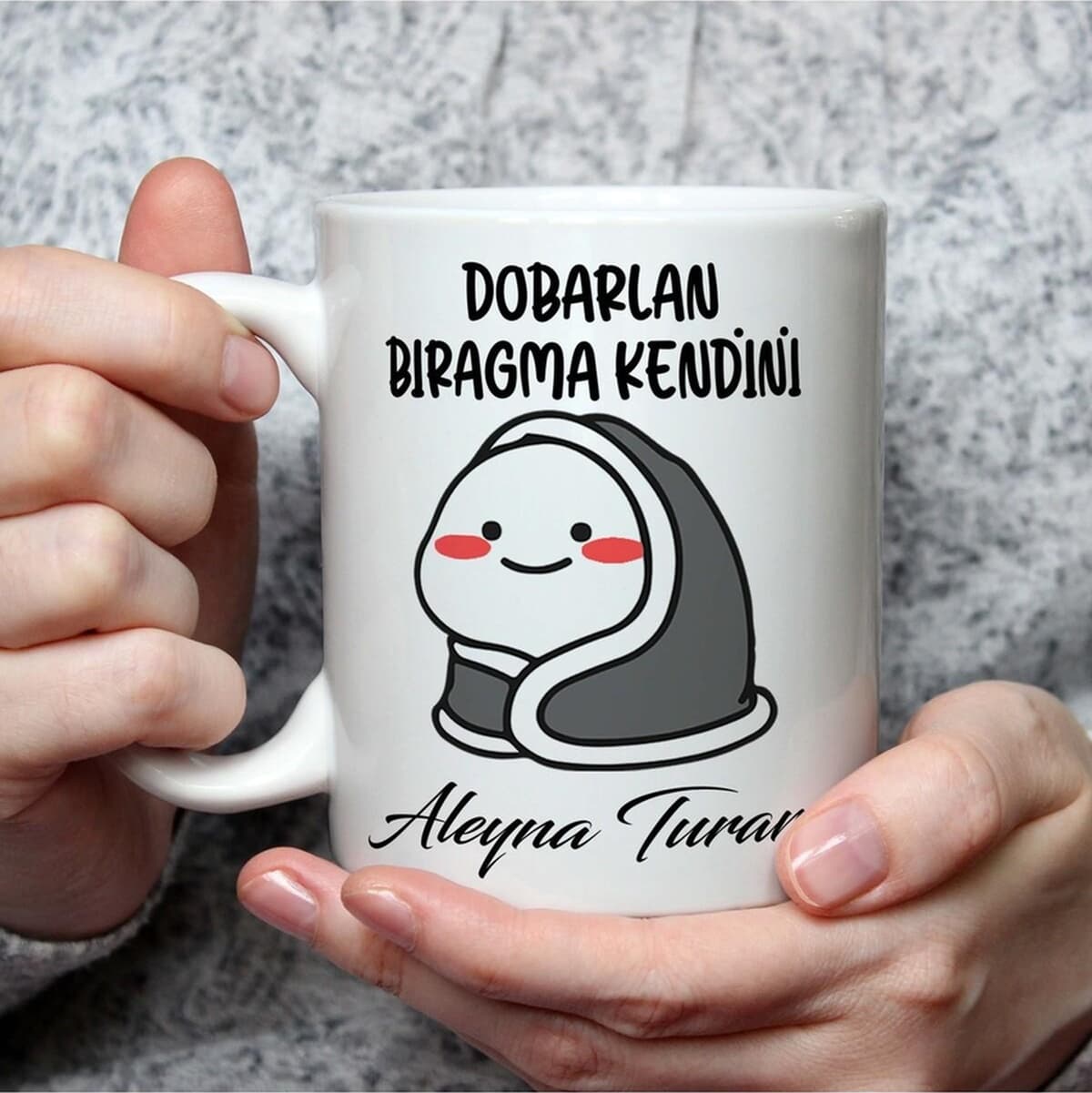 Dobarlan Bıragma Kendini Baskılı Beyaz Kupa