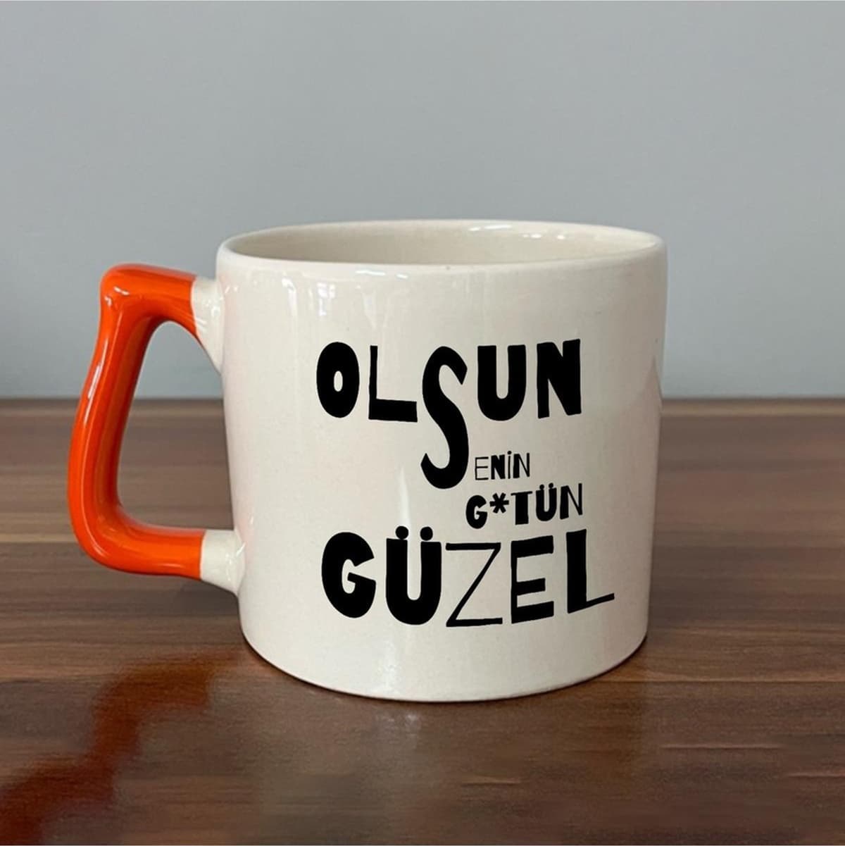 Olsun Senin G Tün Güzel Baskılı Kırmızı Kulplu Prime Kupa