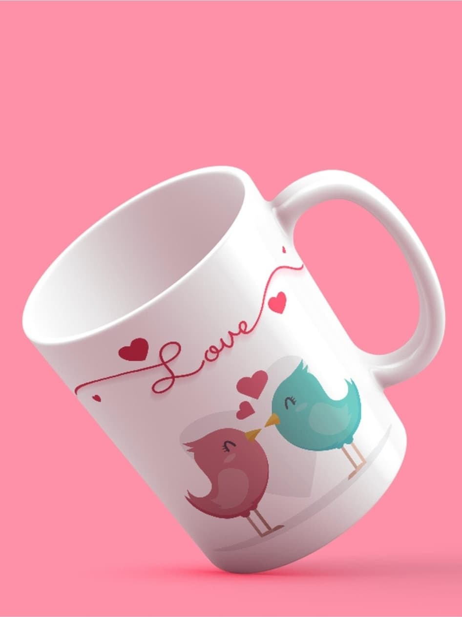 Love Kuşlar Tasarım Baskılı Kupa-599