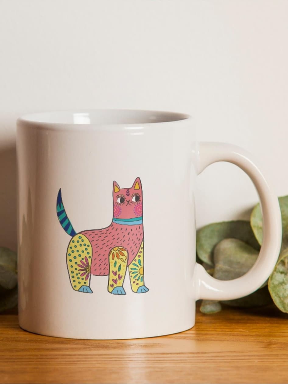 Renkli Kedi Tasarım Baskılı Kupa-595