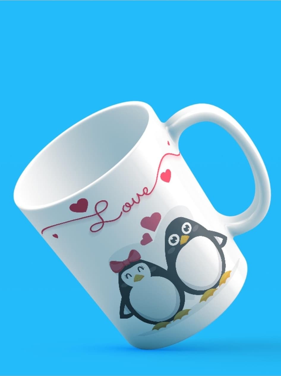 Love Penguenler Tasarım Baskılı Kupa-608