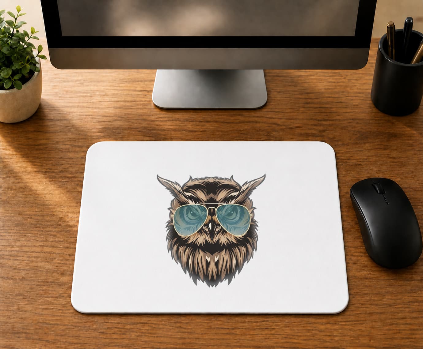 Gözlüklü Baykuş Tasarım - BASKILI MOUSE PAD