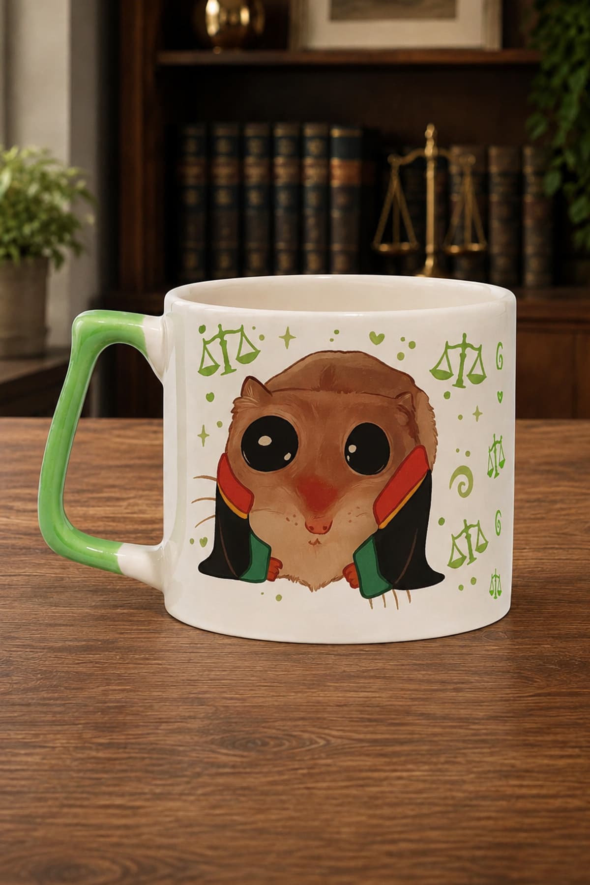Sad Üzgün Hamster Meslek Avukat Yeşil Kulplu Prime Ofis Hediyesi Kupa